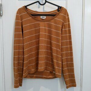 Pact Softspun Scoop Neck 3/4 Sleeve Tee - Burnt Orange with White Stripes